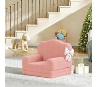 Sofá Cama Infantil Convertible de 1 Plaza, 2 en 1 sillón Infantil Convertible en Espuma, Teddy Peluche, Respaldo Alto, Antideslizante, Calentador de Cama Convertible para Dormitorio, Sala de Estar