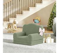 Sofá Cama Infantil Convertible de 1 Plaza, 2 en 1 sillón Infantil Convertible en Espuma, Teddy Peluche, Respaldo Alto, Antideslizante, Calentador de Cama Convertible para Dormitorio, Sala de Estar