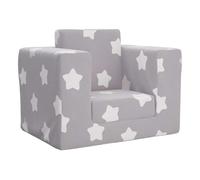 vidaXL Sofá cama infantil felpa suave gris en color Antracita/Gris claro y blanco/Crema