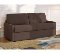 Sofá Cama Italiano 3 plazas de Tela CALIFE - Marrón - Cama 140 cm - Colchón 22 cm