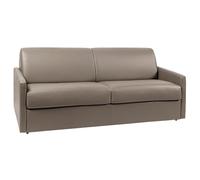 Sofá Cama Italiano 4 plazas Piel sintética CALIFE - Topo - Cama 160 cm - Colchón 18 cm
