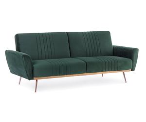 Sofá cama Johnny de terciopelo verde oscuro