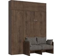 Sofá cama Kentaro Walnuss de 120 cm con columna - Panel de pared con iluminación superior - Elemento superior sobre columna (ALESSIA 20) - Cama abatible