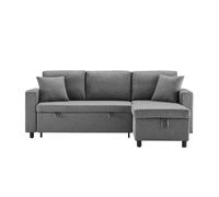Sofá cama l-forma 3 plazas - chaiselongue intercambiable, con almacenamiento, gris oscuro