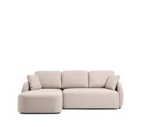 Sofá cama Laira de 3 plazas en chenilla beige con chaise longue izquierda de 246 cm. Certificación FSC Mix.