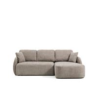 Sofá cama Laira de 3 plazas en chenilla gris paloma con chaise longue derecha de 246 cm. Certificación FSC Mix.