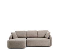 Sofá cama Laira de 3 plazas en chenilla gris paloma con chaise longue izquierda de 246 cm. Certificación FSC Mix.