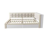 Sofá cama madera 140 x 200 cm - cama multifuncional con respaldo acolchado y gran cajón de almacenamiento - pino color madera