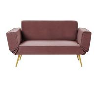 Sofá Cama Moderno Con Reposabrazos Ajustable De Tela Rosa Saarela