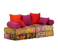 Sofá cama modular de 2 plazas, con función de dormir, cama de invitados, sofá, cama, sofá cama, sofá acolchado, para interiores y exteriores, porches, balcón, tela de patchwork