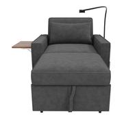 Sofá cama multifuncional 1 plaza - con puerto usb, soporte para móvil, compacto, gris