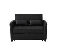Sofá cama multifuncional 2 plazas - 3 niveles reclinable, pu impermeable, convertible - antique black