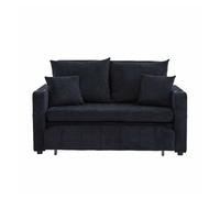 Sofá cama multifuncional 2 plazas - sofá extensible, cama plegable, bolsillos de almacenamiento en reposabrazos, carga usb y portavasos - negro