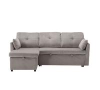 Sofá cama multifuncional 3 plazas - sofá seccional con almacenamiento y cama extraíble - gris claro