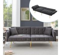 Sofá cama multifuncional de 2 plazas con función de cama, respaldo ajustable y reposabrazos multiposición. Sofá cama plegable para sala de estar, tapizado de terciopelo. Gran área para dormir.