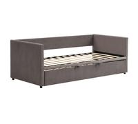 Sofá cama nido de terciopelo gris 90/180 x 200 cm, cama extensible con somier de láminas, ruedas y respaldo lateral