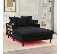 Sofá cama Okwish, sillón reclinable con luces LED y portavasos, sofá de una plaza con puerto USB y espacio de almacenamiento, sofá para sala de estar en color