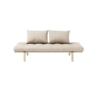 Sofá cama Pace, pino lacado transparente/ Beige 747