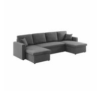 Sofá cama panorámico de 4 plazas en tela Gray