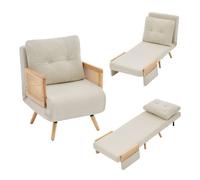 Sofá cama plegable 1 plaza convertible de lino,beige