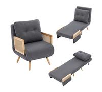 Sofá cama plegable 1 plaza convertible de lino,gris