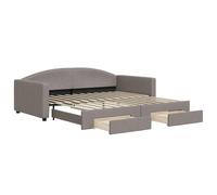 Sofá-Cama Plegable 2 en 1 con Cajones de Almacenamiento, Color Gris Topo, 223 x 110 x 75 cm (sin extensor), Ideal para Espacios Pequeños, Estructura de Madera y Metal, Tapizado en Poliéster