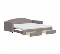 Sofá Cama Plegable 2 en 1 con Cajones de Almacenamiento, Color Gris Topo, 223 x 212,5 cm (extendido), Tapizado en Poliéster, Estructura de Madera y Metal, Ideal para Apartamentos Pequeños