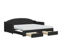 Sofá Cama Plegable 2 en 1 Negro, Sofá Cama con Cajones de Almacenamiento (2x67x50x16 cm), Incluye 2 Colchones de Espuma 90x190x10 cm, Medidas 213x100x75cm, Ideal para Salón o Dormitorio de Invitados