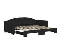 Sofá Cama Plegable 2 en 1 Negro, Sofá Cama Diario con Mecanismo de Extracción para Dormitorio o Habitación de Invitados, Estructura de Madera y Metal, 90x190 cm, Diseño Moderno Minimalista