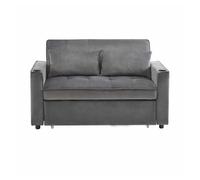 Sofá cama plegable ajustable multiángulo - 2 plazas - tela de terciopelo - con portavasos y almohadas - gris