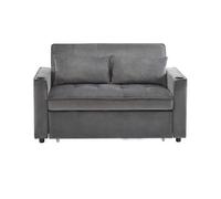 Sofá cama plegable ajustable multiángulo - 2 plazas - tela de terciopelo - con portavasos y almohadas - gris
