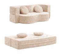 Sofá Cama Plegable Comprimido Al Vacío con 2 Cojines, Cama De 2/3 Plazas para Sala De Estar, Dormitorio, Estudio, Sofá De Tela, Montaje Sin Herramientas