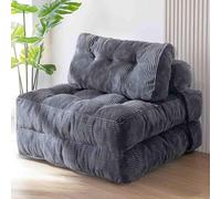 Sofá cama plegable convertible 3 en 1 sofá cama sillón con cojín puf sofá silla cómodo sofá cama sofá suelo salón para dormitorio salón 85 x 85 cm, gris oscuro