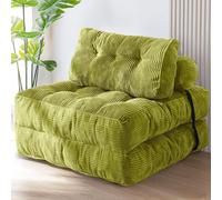 Sofá cama plegable de color verde, convertible en sillón, con almohada para la cabeza y soporte lumbar, de 190 x 85 cm