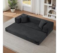 Sofá Cama Plegable de Pana, Sofá Convertible Moderno con Diseño Cuadrado Clásico y Estructura de Doble Capa, Mueble de Salón Multifuncional Convertible en Cama para Apartamento y Oficina (Gris oscuro)