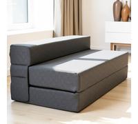 Sofá Cama Plegable Doble 140 cm - Puff Cama con Colchón de Espuma de 20 cm - Firmeza Media H3 - Sofá Compacto y Ligero para Suelo, Camping, Viajes y Uso Diario - Certificado Oeko-Tex y Durable