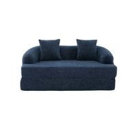 Sofá cama rápido 2 plazas 2 en 1 - convertible desplegable con dos cojines, versátil para salón y habitación de invitados - azul marino chenilla