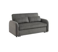 Sofá Cama Redondeado De Pana Fina, 2 Plazas, Gris Oscuro
