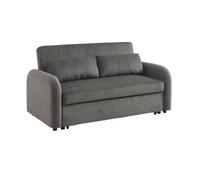 Sofá Cama Redondeado De Pana Fina, 2 Plazas, Gris Oscuro
