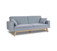 Don Descanso, Sofá Cama 3 plazas Reine, Tapizado en Tela, Sistema Apertura de Libro o Clic-clac, Medida sofá: 206x73x80cm, Medida Cama: 180x100cm, Incluye 2 Cojines, Azul