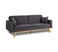 Don Descanso, Sofá Cama 3 plazas Reine, Tapizado en Tela, Sistema Apertura de Libro o Clic-clac, Medida sofá: 206x73x80cm, Medida Cama: 180x100cm, Incluye 2 Cojines, Gris Marengo