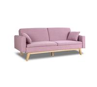 Don Descanso, Sofá Cama 3 plazas Reine, Tapizado en Tela, Sistema Apertura de Libro o Clic-clac, Medida sofá: 206x73x80 cm, Medida Cama: 180x100 cm, Incluye 2 Cojines, Rosa