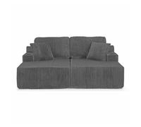 Sofá cama relax 2 plazas - tejido de pana suave, bolsillo lateral para revistas, portavasos, cojines, diseño lounge multifuncional - gris