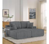 Sofá Cama Relax de Pana Suave, Salón y Cuarto de Juegos, Gris, 2 Plazas