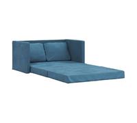 Sofá cama - sofá convertible de suelo 2 en 1 terciopelo azul 122x204x55 cm