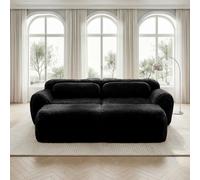 Sofá cama STILVORA con 2 otomanas, sofá de dos plazas sin necesidad de montaje y cómodo para el salón. Sofá tipo "nube" fabricado con suave tejido de felpa para una mayor comodidad. Tejido de felpa su