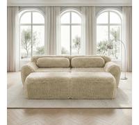 Sofá cama STILVORA con 2 otomanas, sofá de dos plazas sin necesidad de montaje y cómodo para el salón. Sofá tipo "nube" fabricado con suave tejido de felpa para una mayor comodidad. Tejido de felpa su