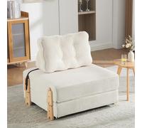Sofá cama STILVORA con mecanismo de apertura, sillón de estilo escandinavo tapizado en tela de pana, sofá individual con diseño plegable y patas de madera