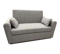 SOFA CAMA TAPIZADO EN TELA ANTIMANCHAS GRIS. PRACTICO Y COMODO, IDEAL PARA ESPACIOS REDUCIDOS