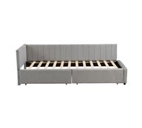 Sofá cama tapizado en terciopelo 90x200 cm - con 2 cajones grandes y somier de láminas - gris